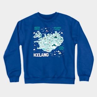 Iceland Illustrated Map Crewneck Sweatshirt